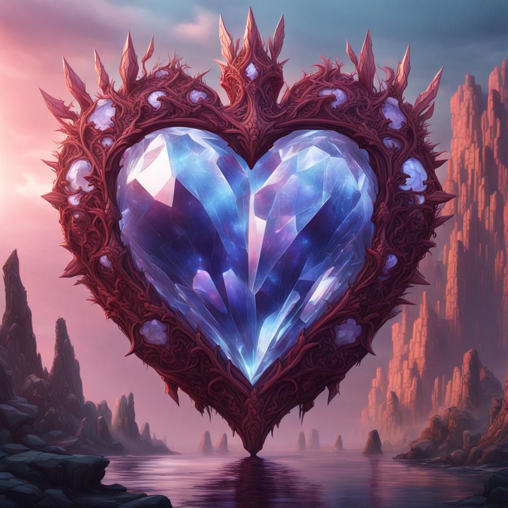 Detailed Crystal Heart Fantasy Concept Art