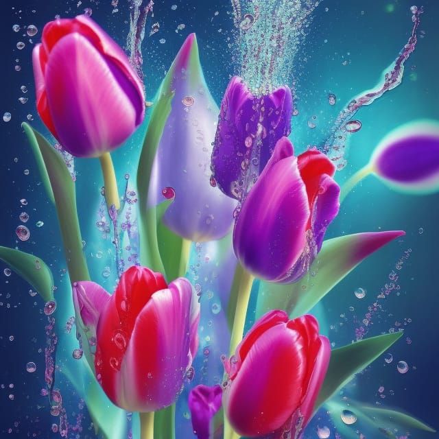 Bioluminescent Water Tulip: Hyperrealistic Digital Art