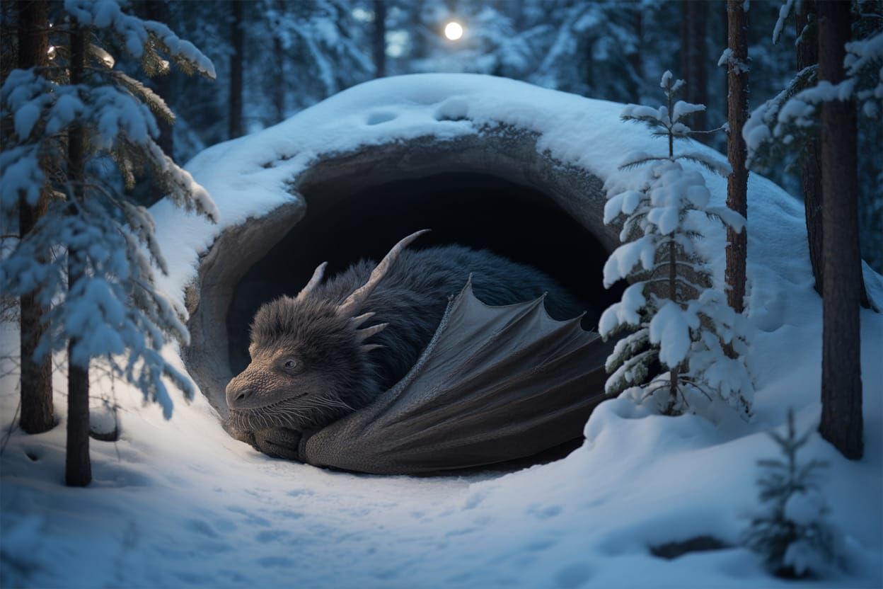 Fluffy Dragon's Winter Hibernation Den