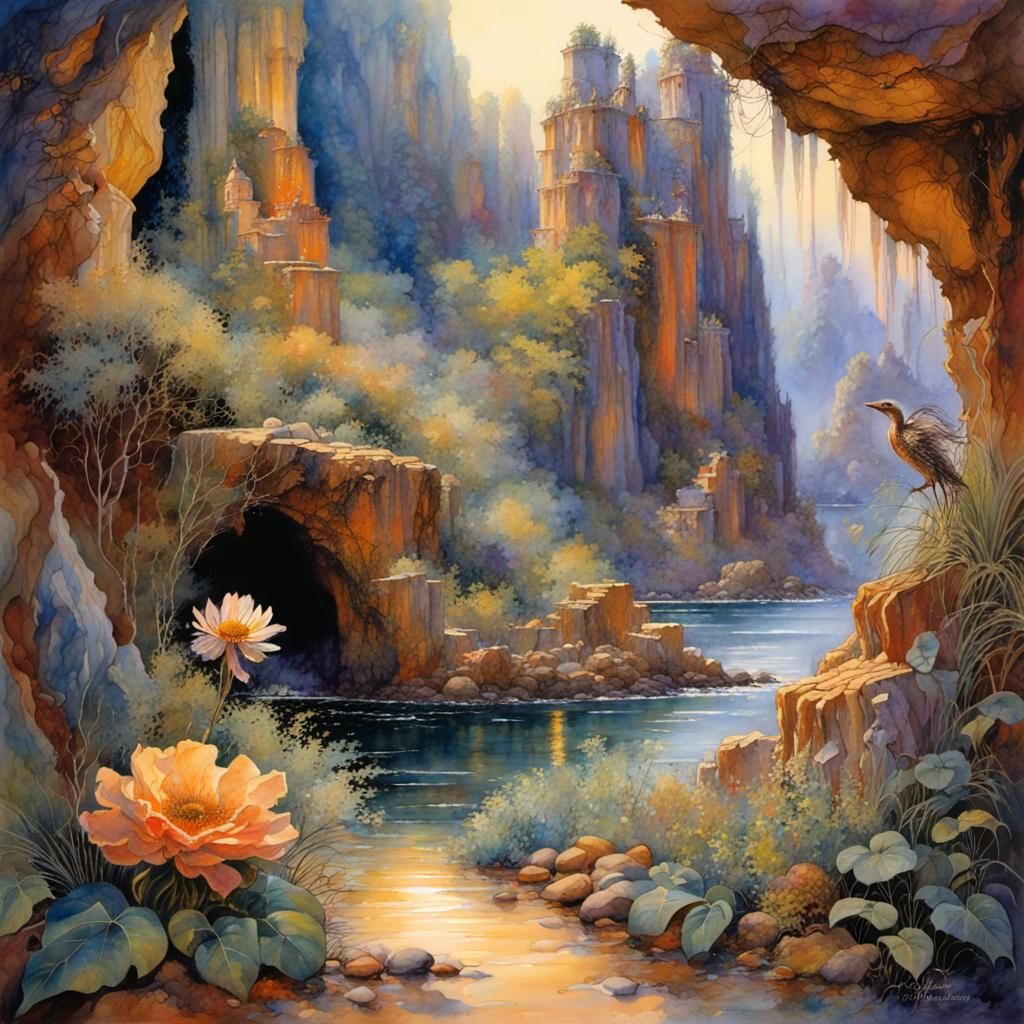 Atmospheric Watercolor Portrait of a Woman