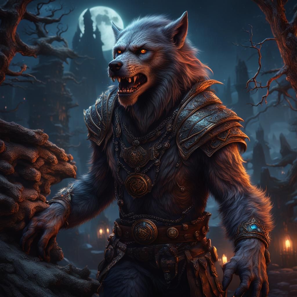 Friendly Female Werewolf in Detailed Matte Painting