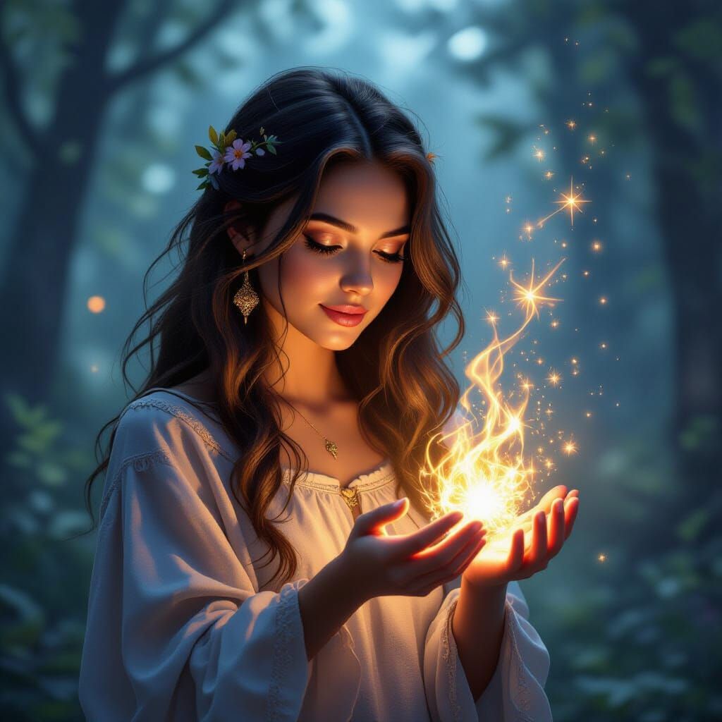 Mysterious Woman Conjures Fiery Magic