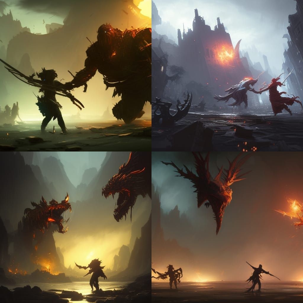 Fantasy Scavengers Fight Over Scraps in Dark Fantasy Style