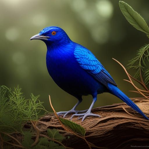 Male Satin Bowerbird Detailed Matte Painting