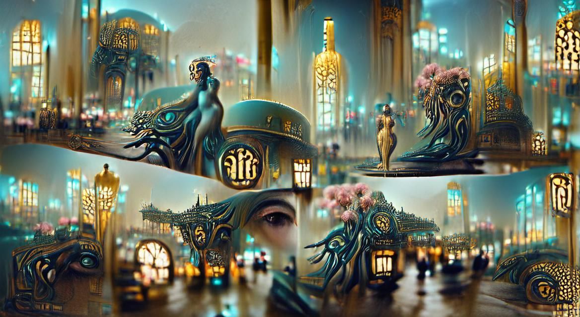 AI Lifeform in Art Deco Nouveau Architecture