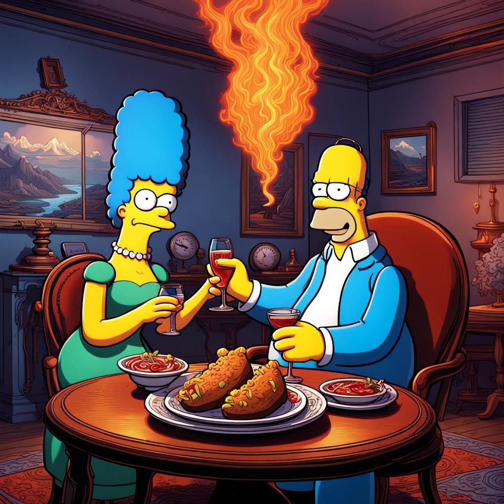 Homer and Marge's Fiery Romantic Date