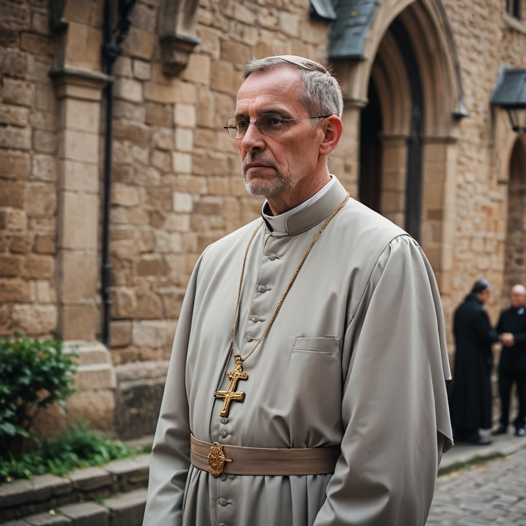 Anxious Priest Captured in Professional Photography