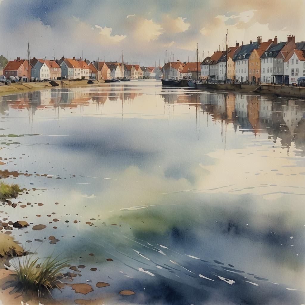 Flooding in the areas around Fiskergade and Tvargade in Kerteminde, Funen, Denmark