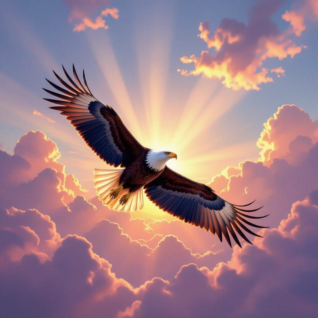 Majestic Eagle Soars Through Dawn Sky