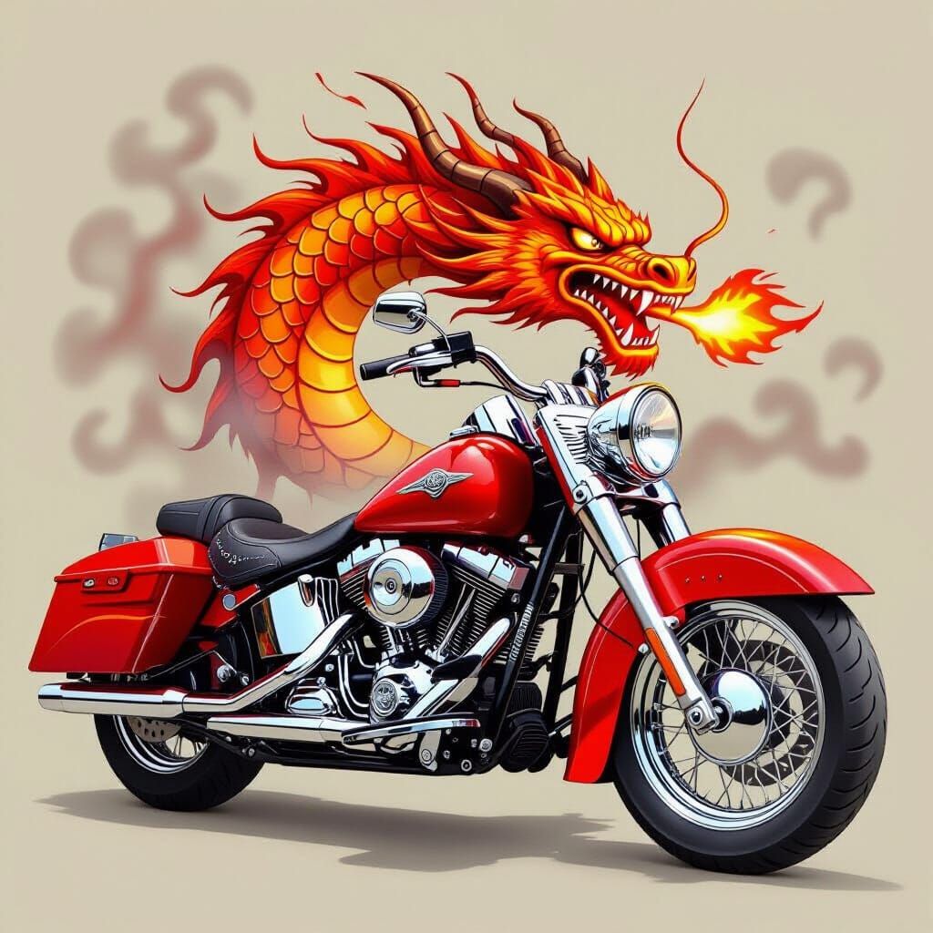 Custom Motorcycle Tank with Roaring Dragon Airbrush Art