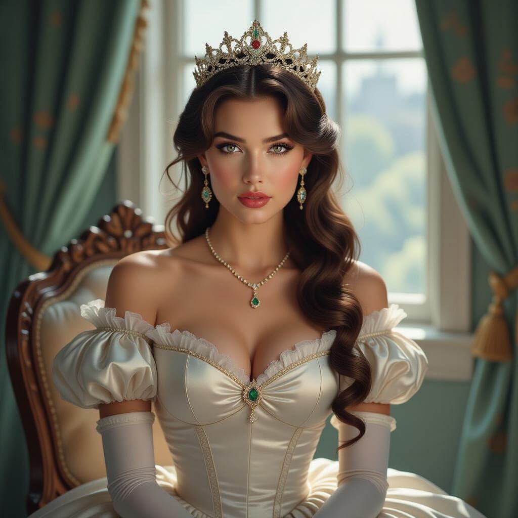 Victorian Princess Pin-Up in Dramatic Digital Matte Painting...