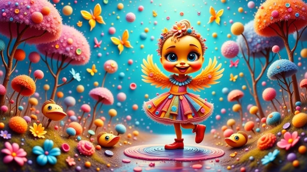 Psychedelic Duckling Dance in a Whimsical Festival