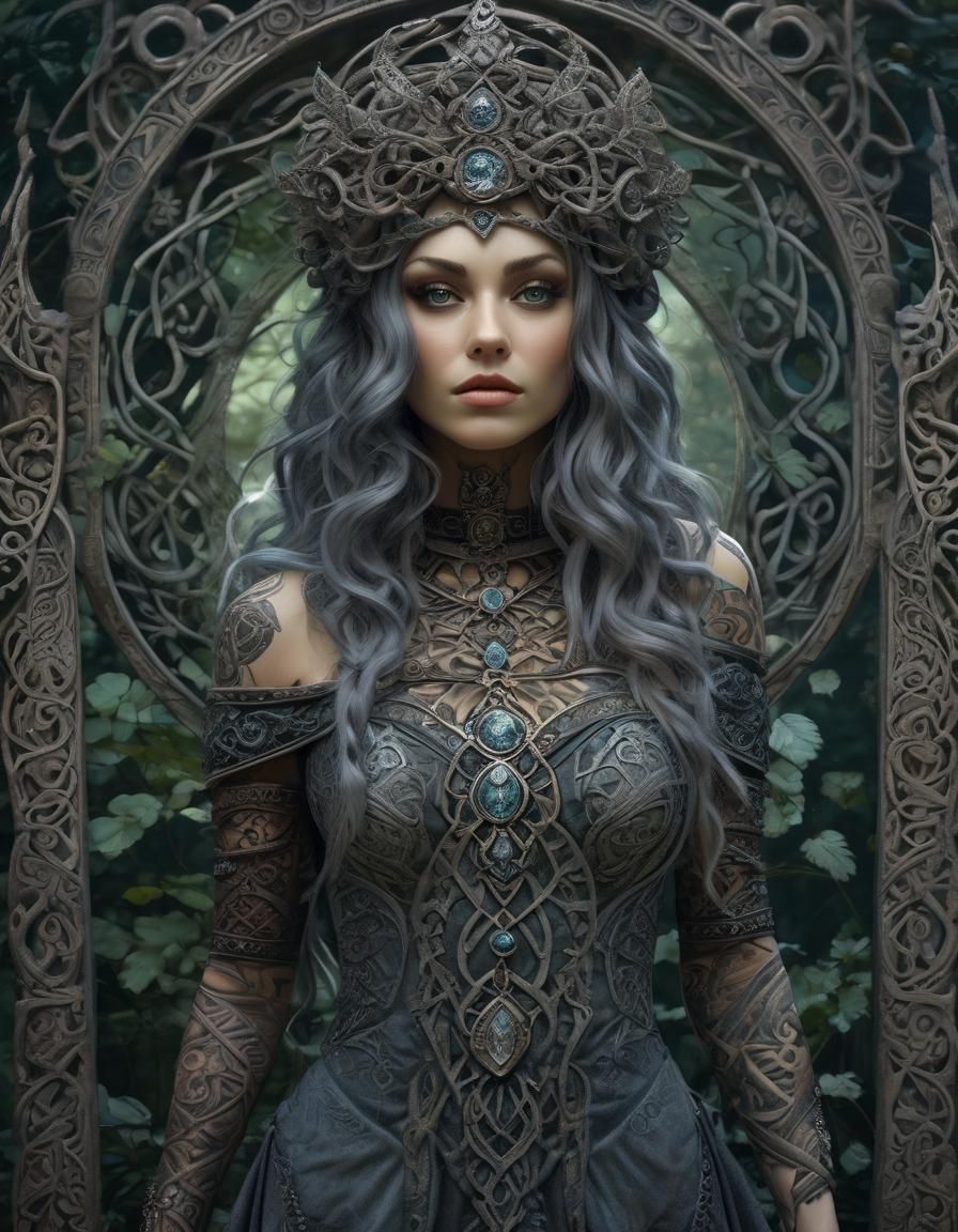 Celtic Goddess Portrait with Gothic Crown