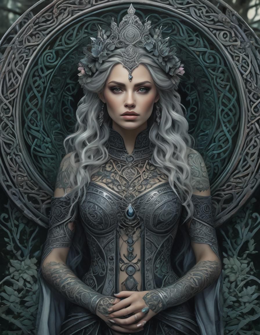 Celtic Moon Goddess in Enchanted Forest