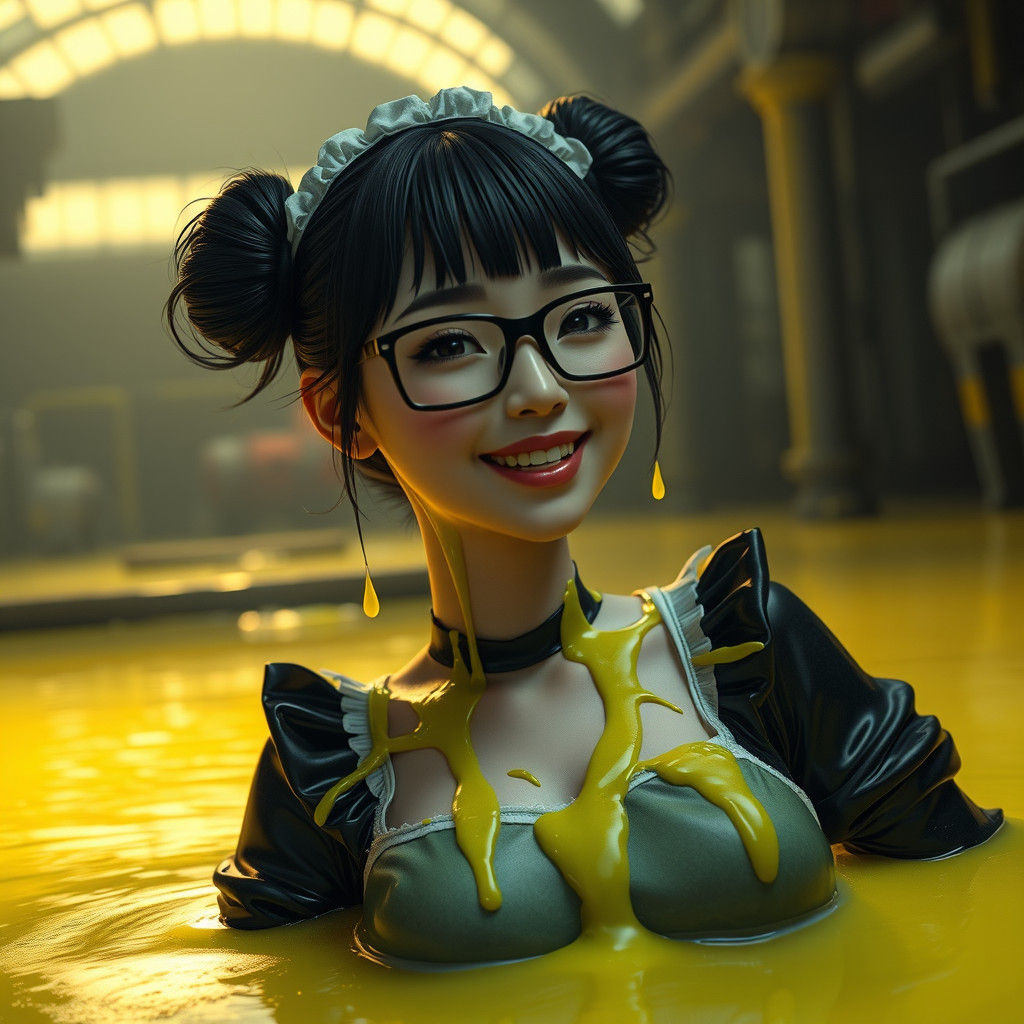 Serene Maid in Slime: Pixar-Inspired Digital Art