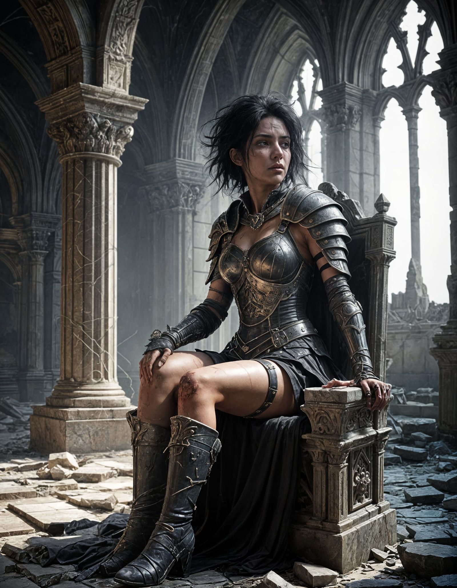 Gothic Ruined Champion in Dark Fantasy Style