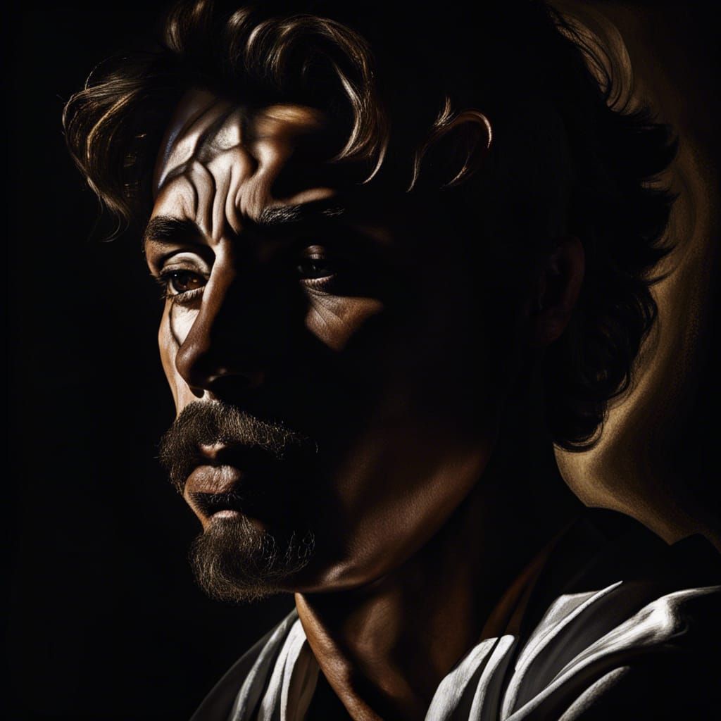 Dramatic Male Portrait in Chiaroscuro Style