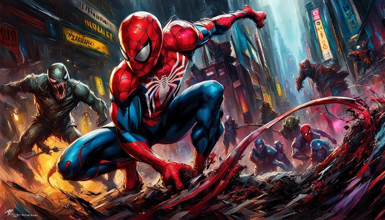 Spider-Man in battle with Venom