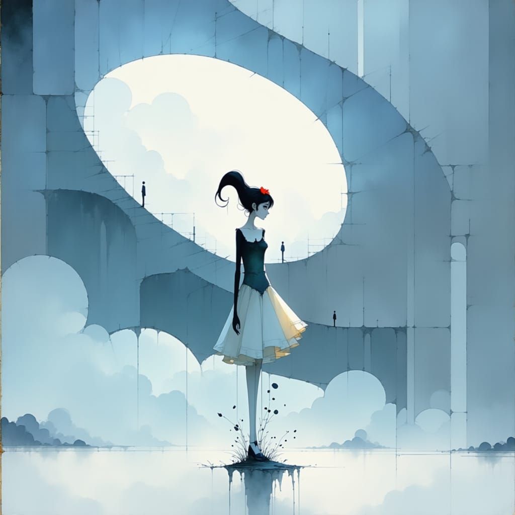 Whimsical Dreamscape in Escher-Inspired Architecture