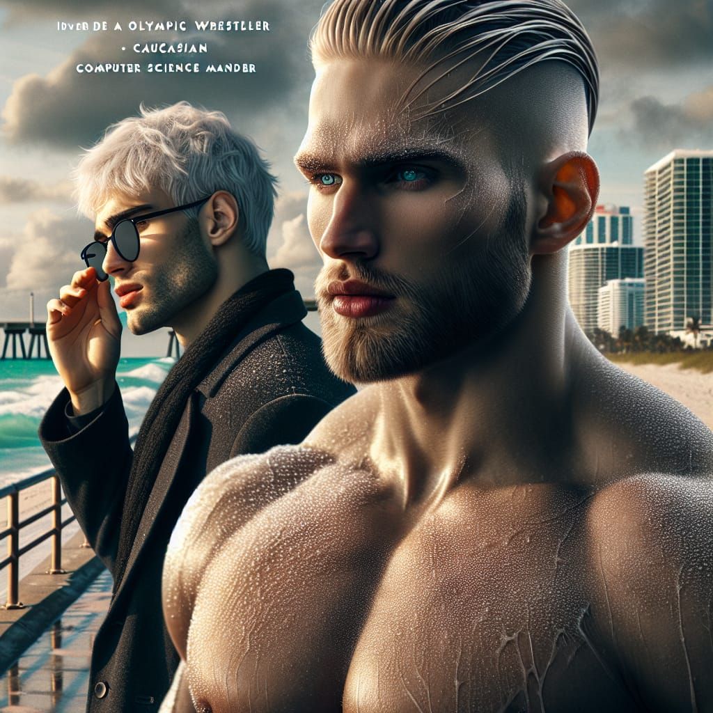 Nordic Wrestler and Boyfriend on Miami Boardwalk