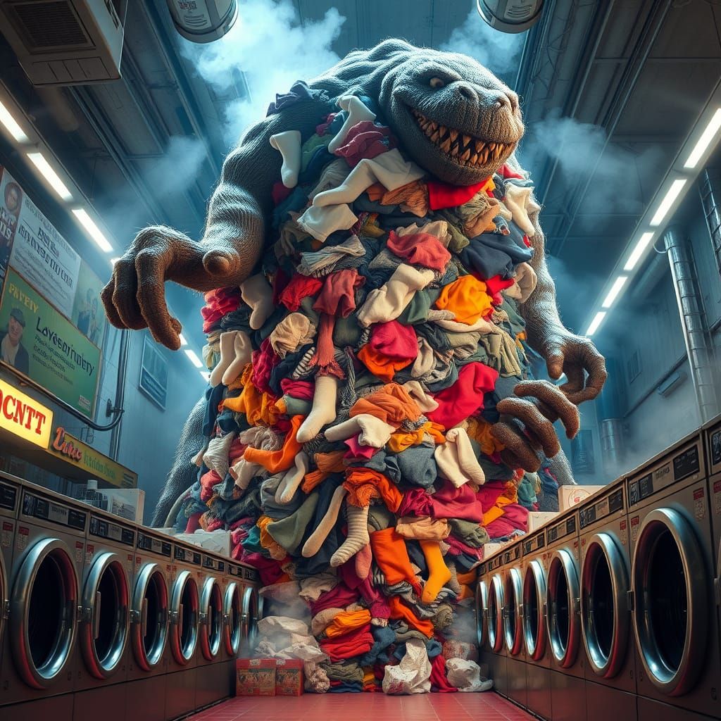 Laundry Monster Rises from Vintage Laundromat
