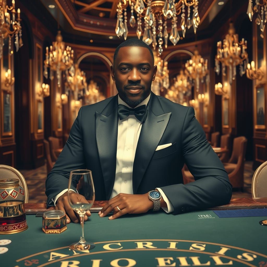 Idris Elba at Baccarat Table in Monte Carlo Casino