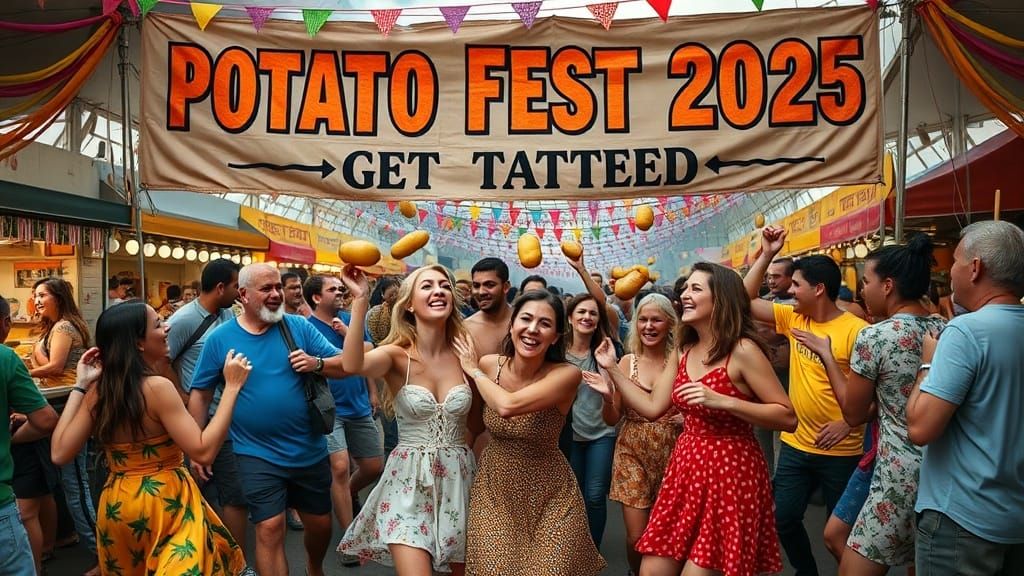 Vibrant Potato Fest Celebration with Dancing Crowds