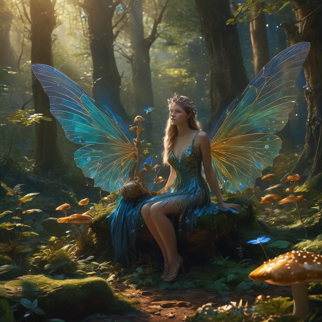 Fairy Queen in Enchanted Forest: Digital Art