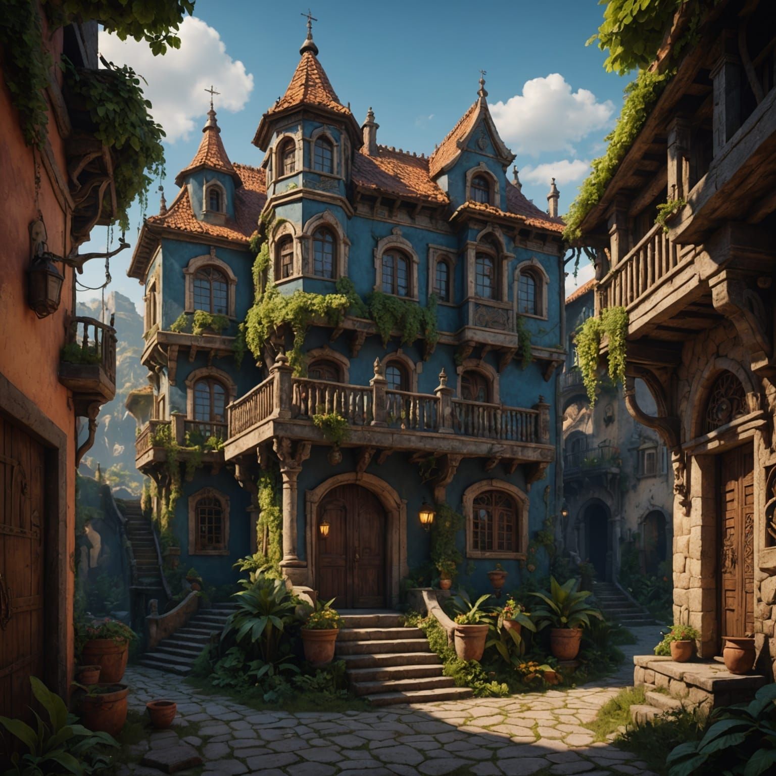 Fantastical House in Detailed Matte Painting