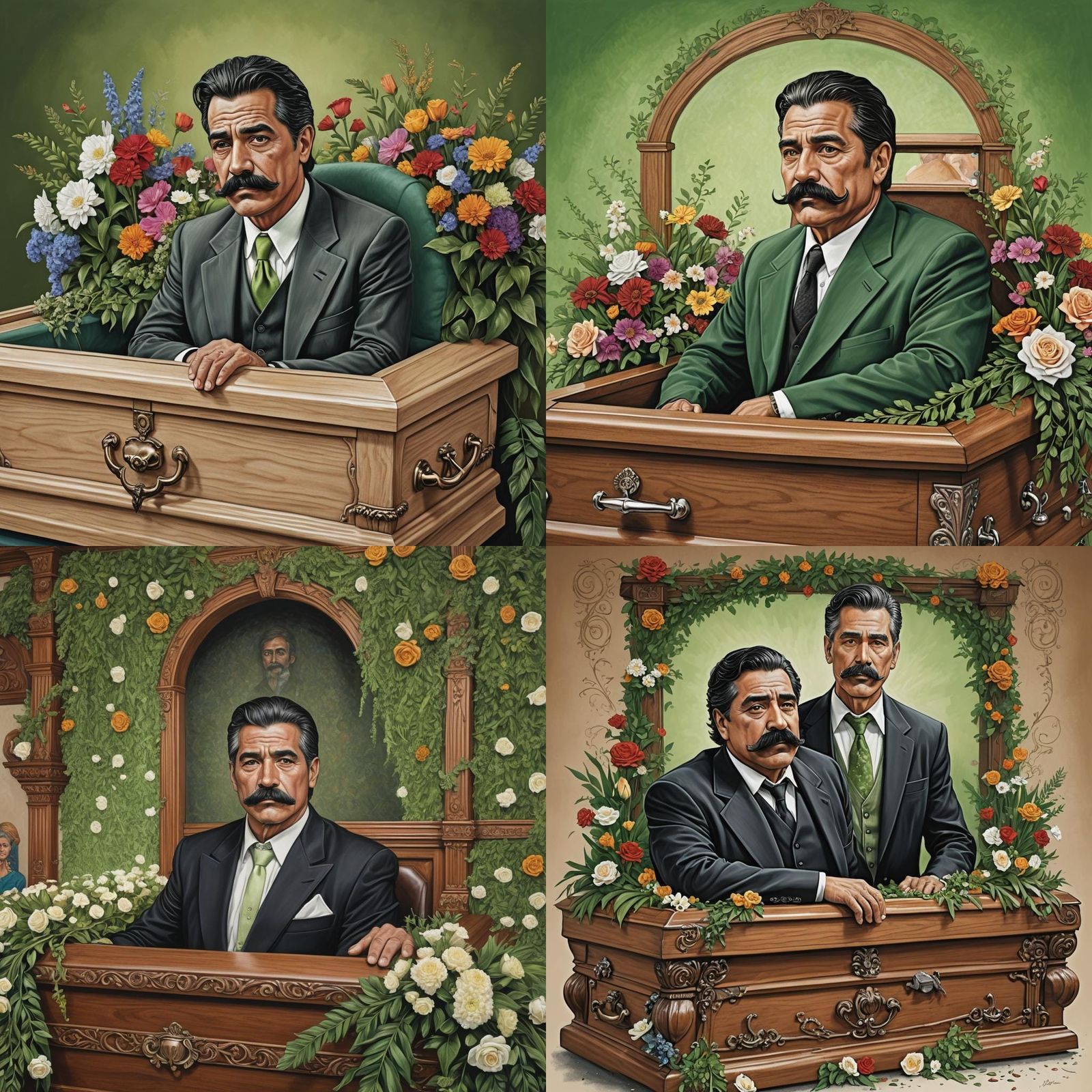 Funeral Casket Scene: Matte Painting in Deep Color