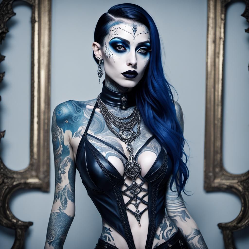 Sensual Goth Goddess in Hyperrealistic Photo