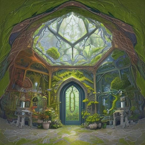 Entwined Hearts in Velvet Architecture, as Impasto Painting