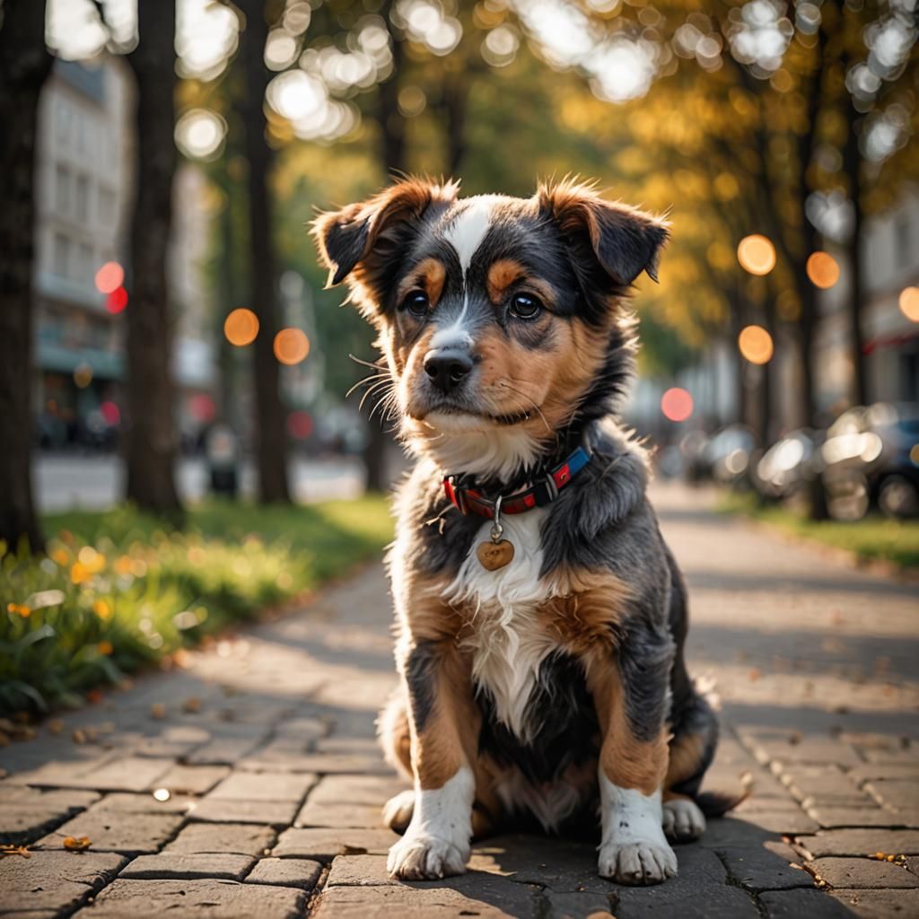 Cute Dog Portrait in Natural Bokeh Lighting