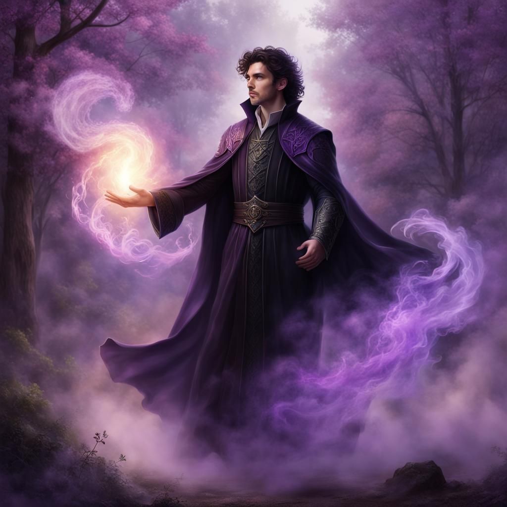 Fantasy Cleric with Purple Magic, Film Poster Style