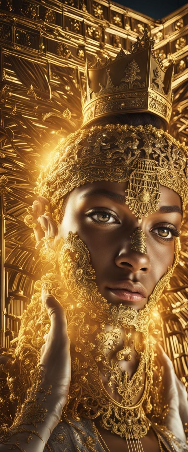 Fantasy Regal Portrait: Queen with Golden Crown