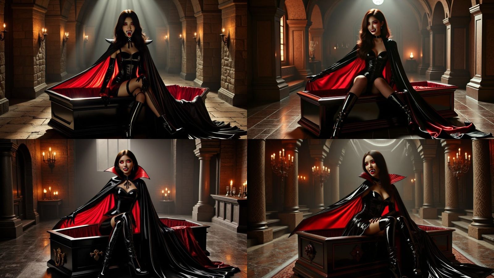 Mysterious Asian Vampire Emerges from Coffin in Dark Castle