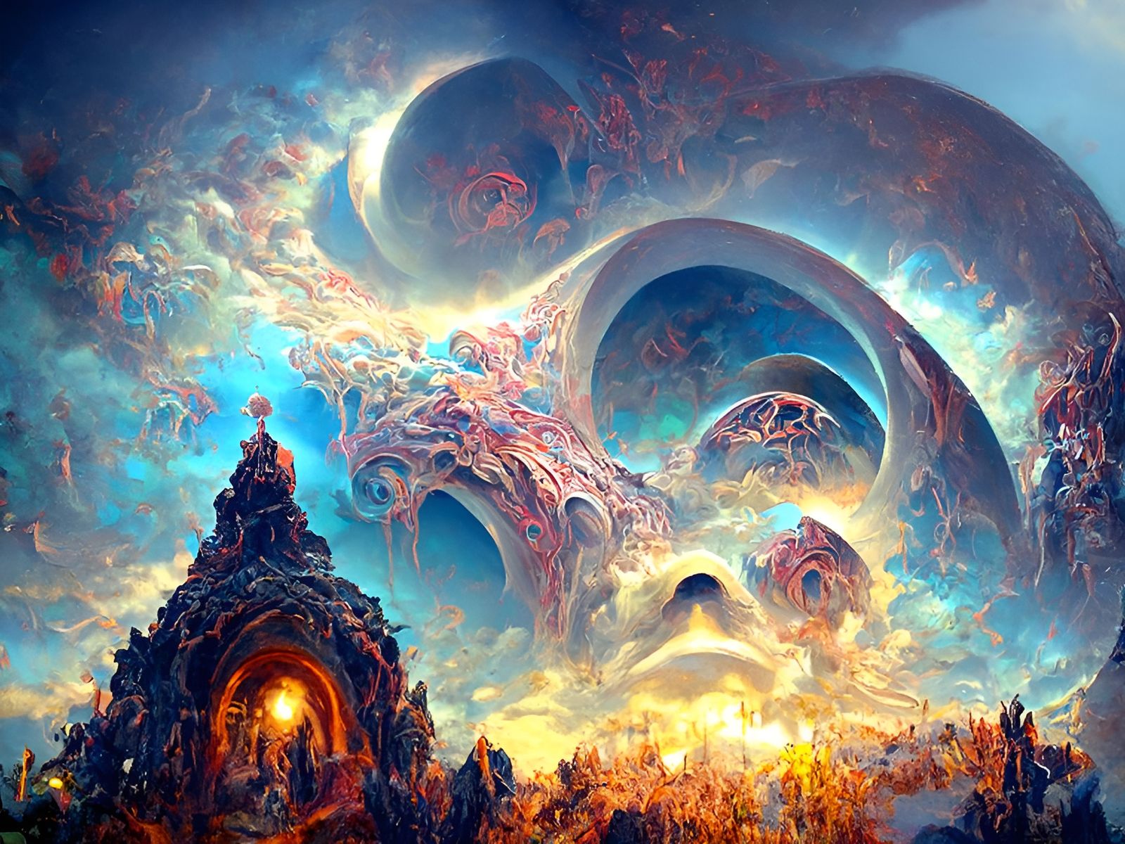 Cosmic Fantasy Landscape in Sci-Fi Style