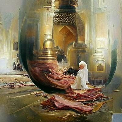 Islamic Scene in Oil Painting Style