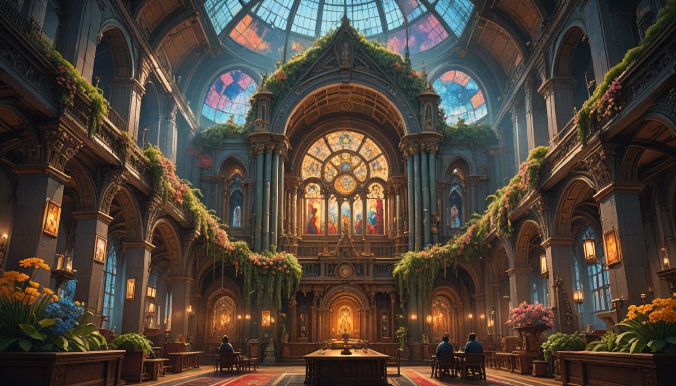 Surreal Heaven Scene as Hyper Realistic Basilica