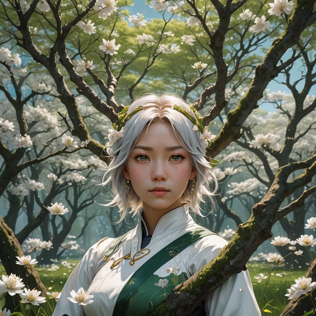 Sakura Tree and Rabbit Hole to Fantasy World