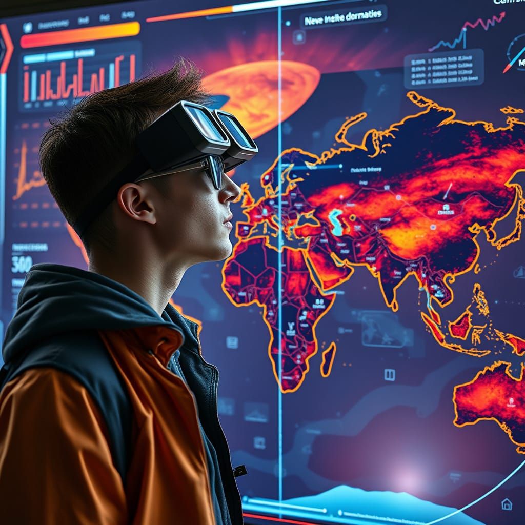 Young Person Navigating Digital Future with AR Glasses