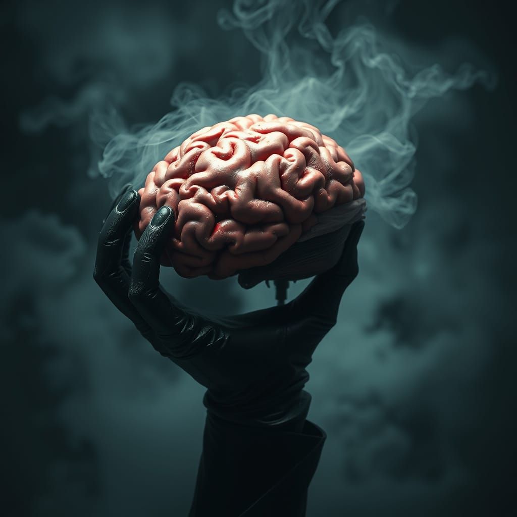 Gothic Brain in Gloved Hand