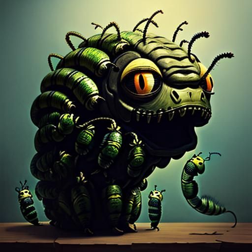 Surreal Caterpillar Thoughts Escape Head