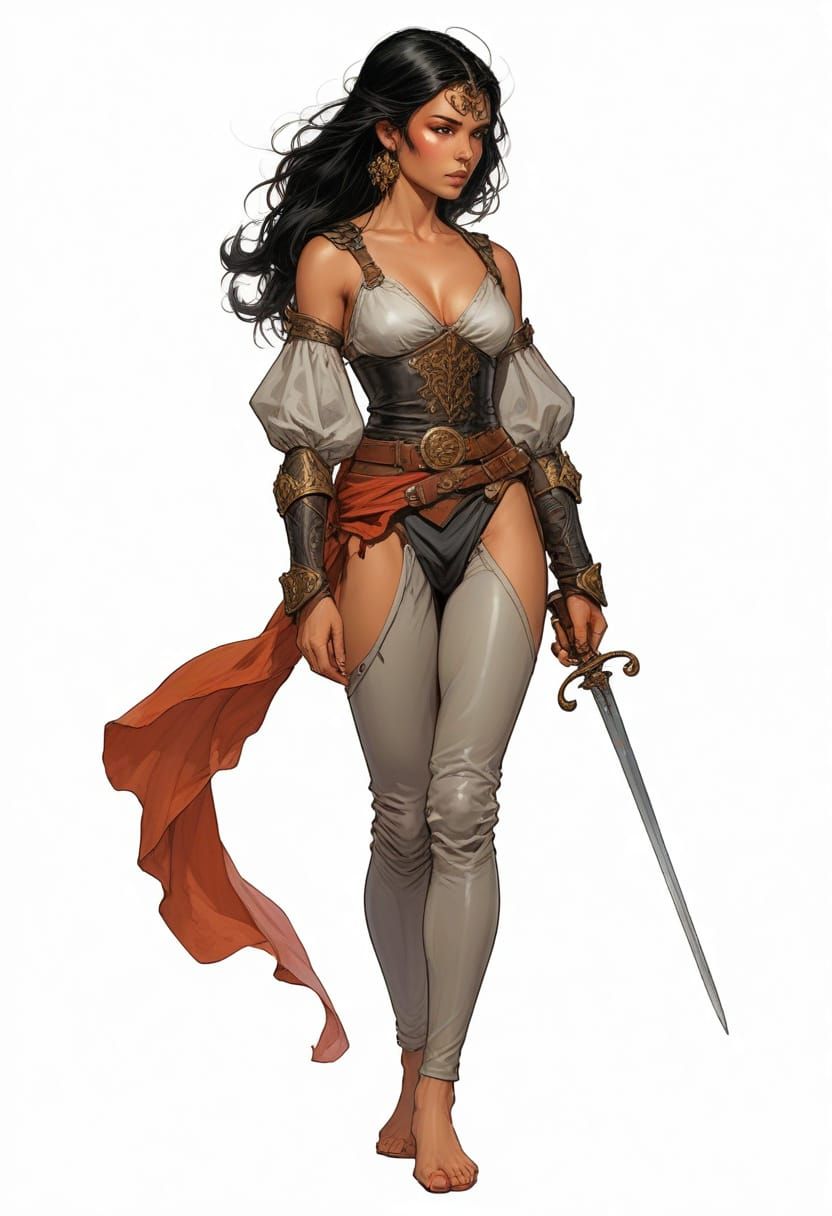 Female Swordmaster Illustration in Vallejo/Bell Style