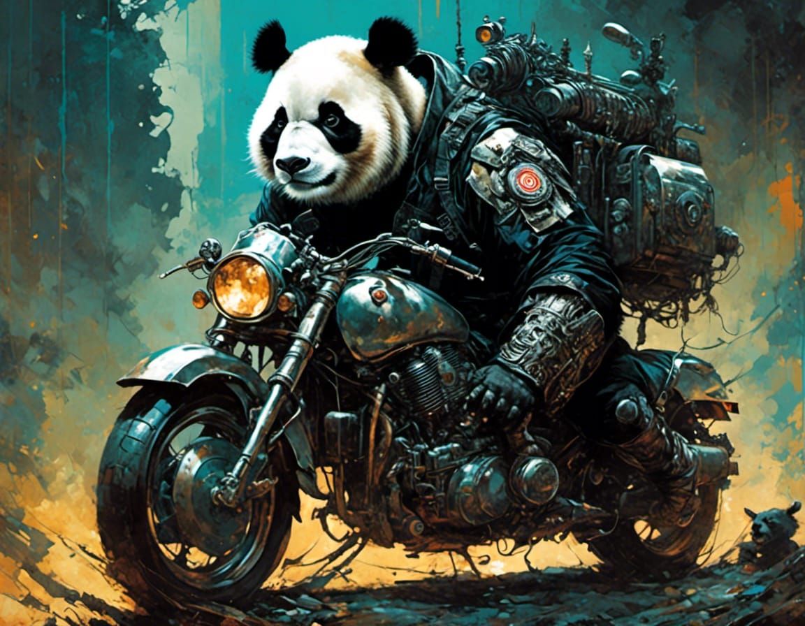 Panda Commando Rides War Machine