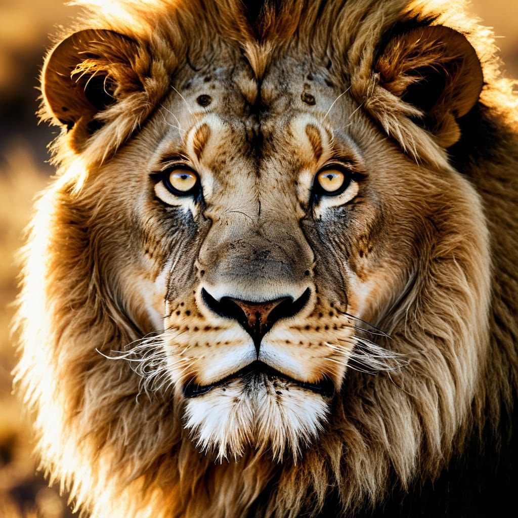 Regal Asian Lion in Golden Savannah Light