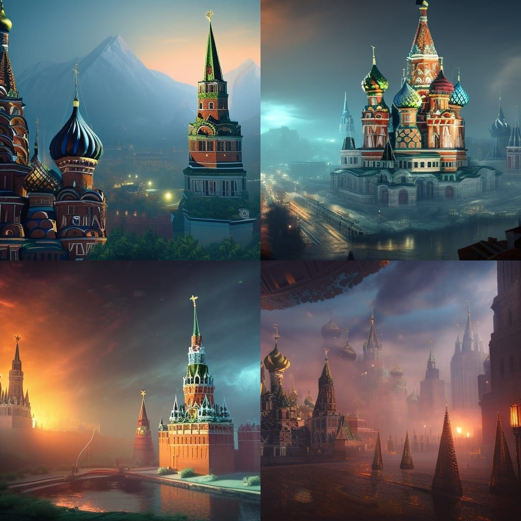 Fantastical Moscow Night in Detailed Matte Painting