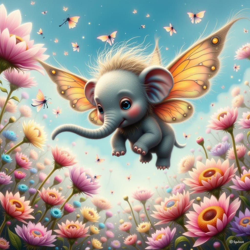 Whimsical Elephants in Vibrant Floral Wonderland