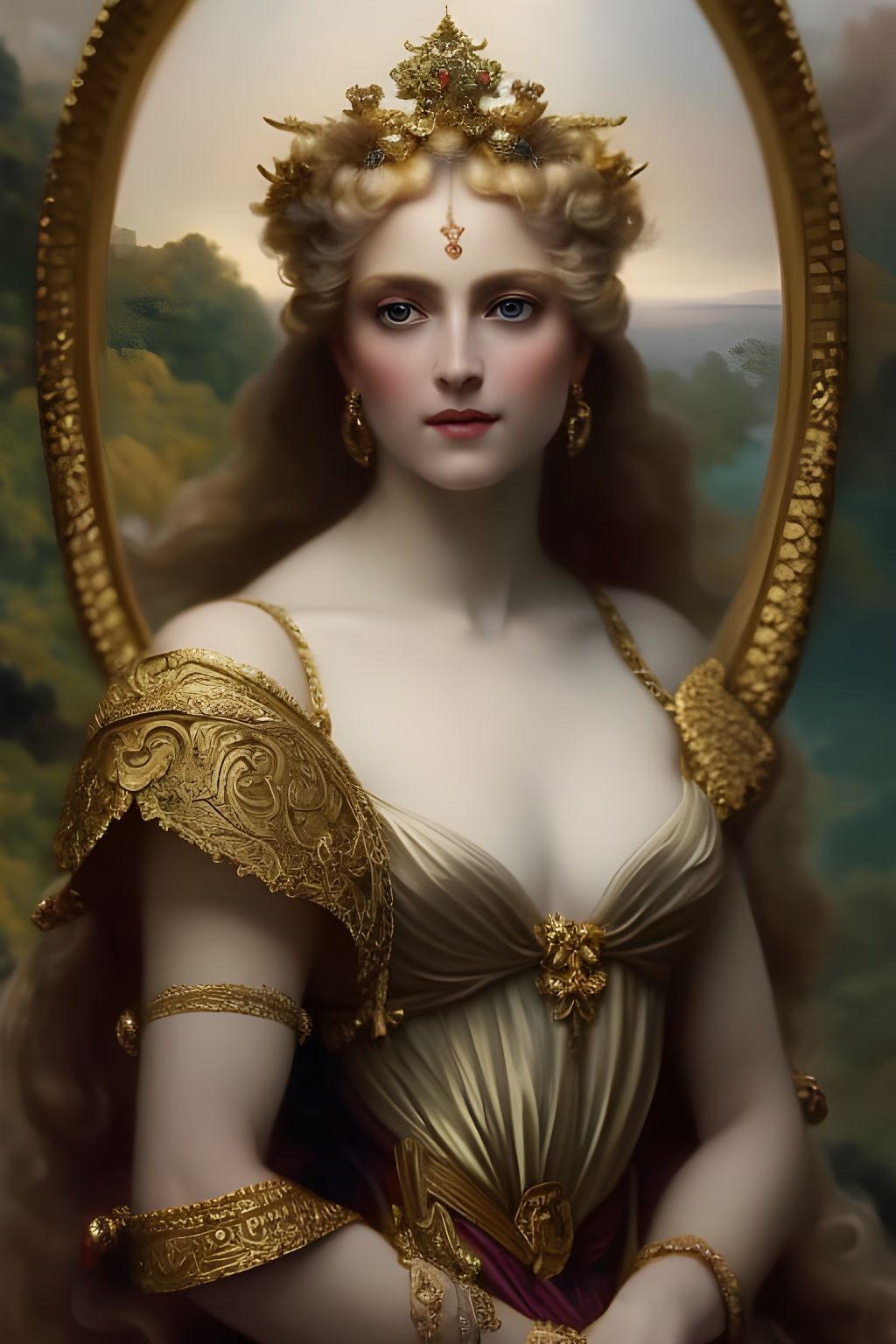 Baroque Goddess in Rococo Style Oil Painting