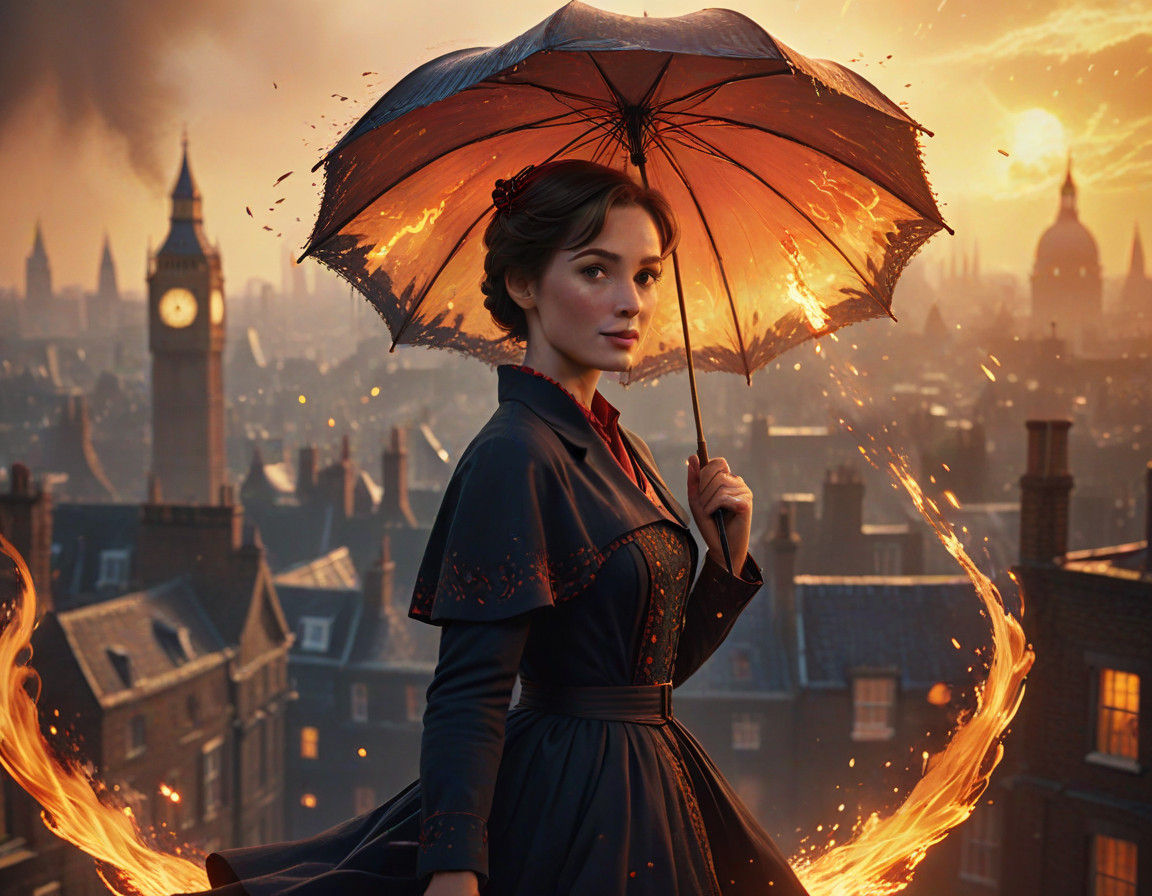 Mary Poppins Soars Above London in a Blazing Spectacle